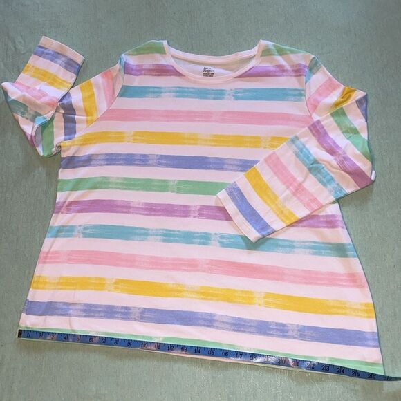 Kim Rogers perfectly Soft pastel color striped XXL 100% Cotton Tee Shirt NWOT - Picture 5 of 10